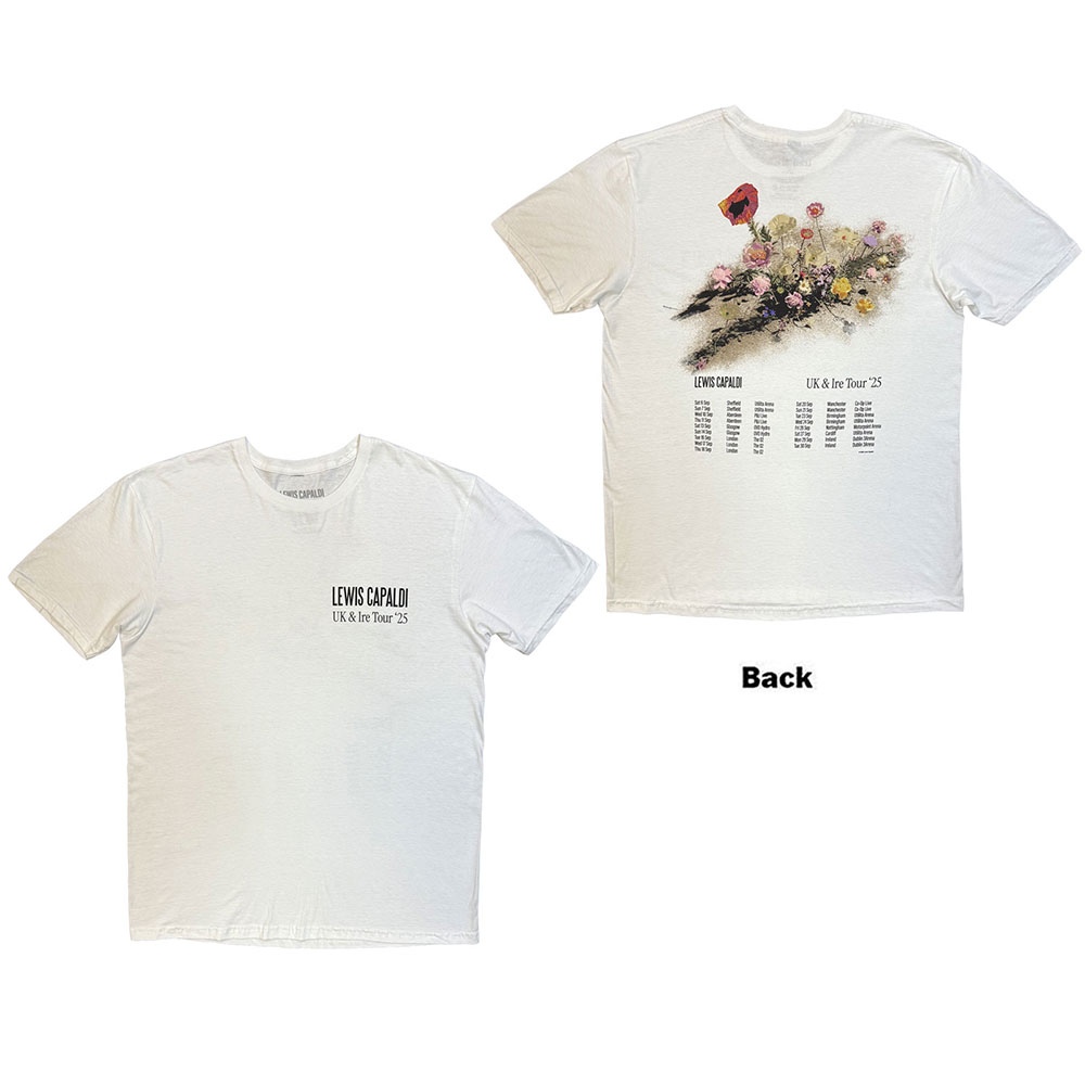 Lewis Capaldi - Flowers UK Tour '25 Heren Tshirt - Wit